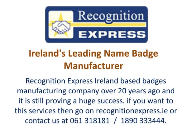Ireland's Leading Name Badge Manufacturer