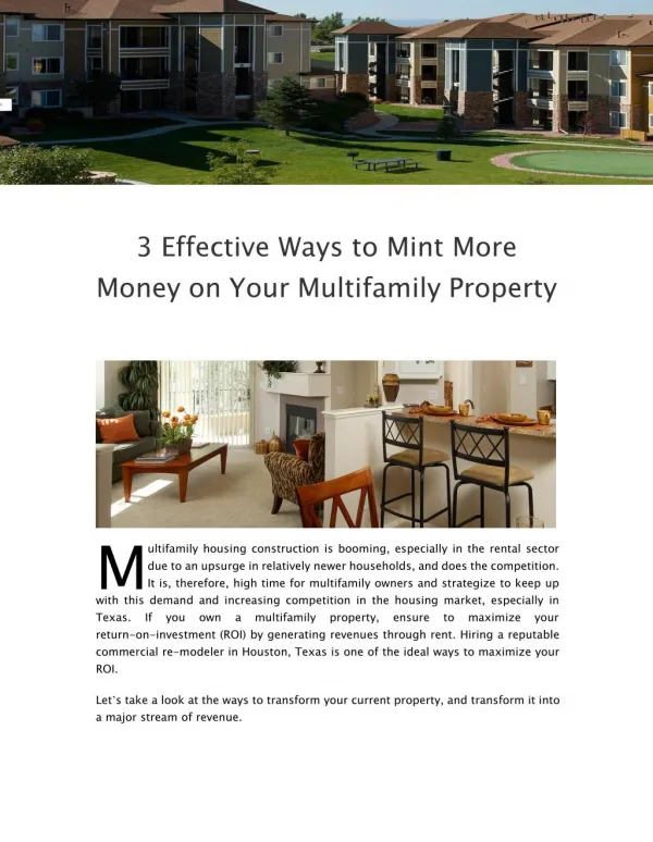 3 Effective Ways to Mint More Money on Your Multifamily Property