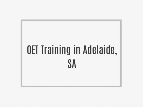 OET Coaching in Adelaide, SA