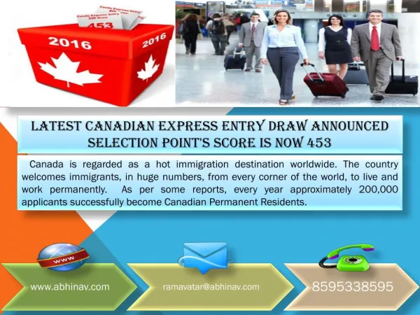 Latest Canadian Express Entry Draw Announced Selection point's score is now 453