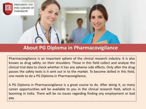 PG Diploma in Pharmacovigilance, Clinical Research Courses