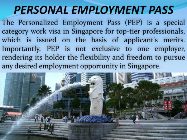 Singapore Personalised Employment Pass