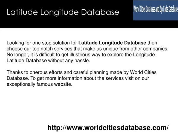 Latitude Longitude Database