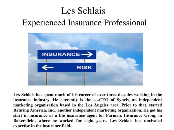 Les Schlais Experienced Insurance Professional