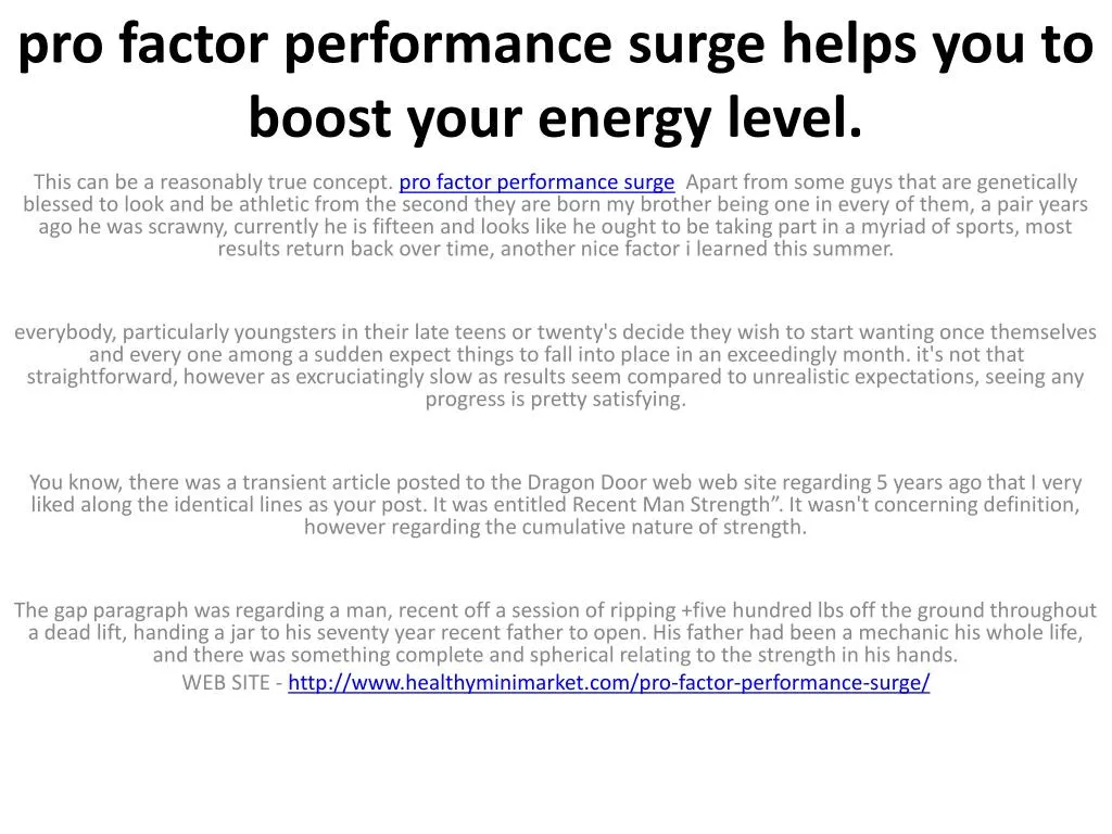 pro factor performance surge helps you to boost your energy level