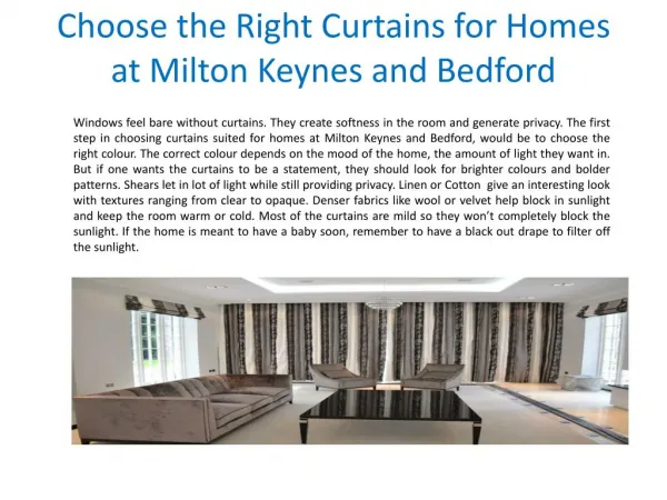 Choose the Right Curtains for Homes at Milton Keynes and Bedford