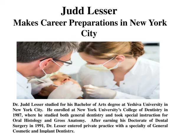 Judd Lesser Makes Career Preparations in New York City