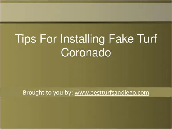 Tips For Installing Fake Turf Coronado
