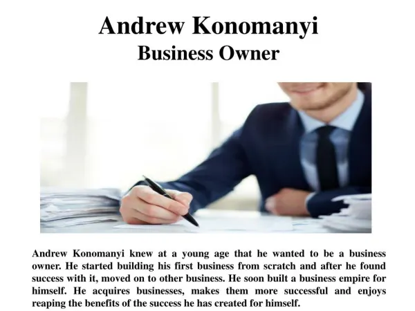 Andrew Konomanyi Business Owner