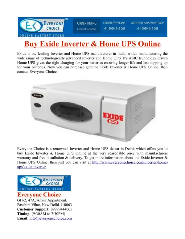 Buy Exide Inverter & Home UPS Online