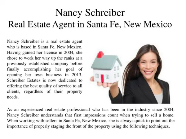Nancy Schreiber Real Estate Agent in Santa Fe, New Mexico