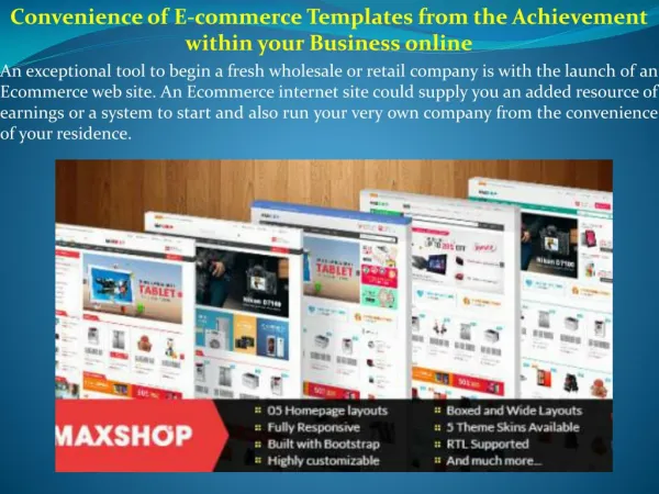 Convenience of E-commerce Templates from the Achievement within your Business online
