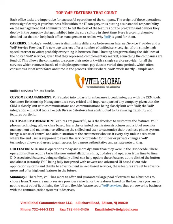 Voice Over Internet Protocol VoIP Benefits | Vitel Global