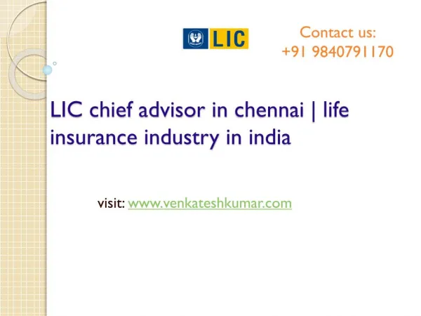 LIC chief advisor in chennai | life insurance industry in india