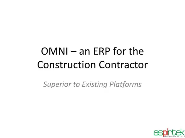 OMNI – an ERP for the Construction Contractor