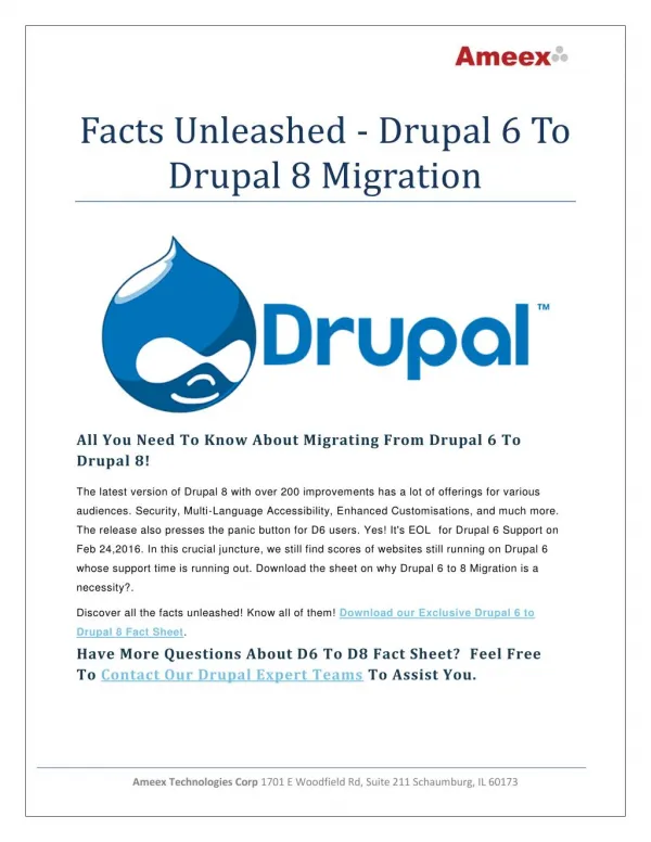 Facts Unleashed Drupal 6 to Drupal 8 Migration