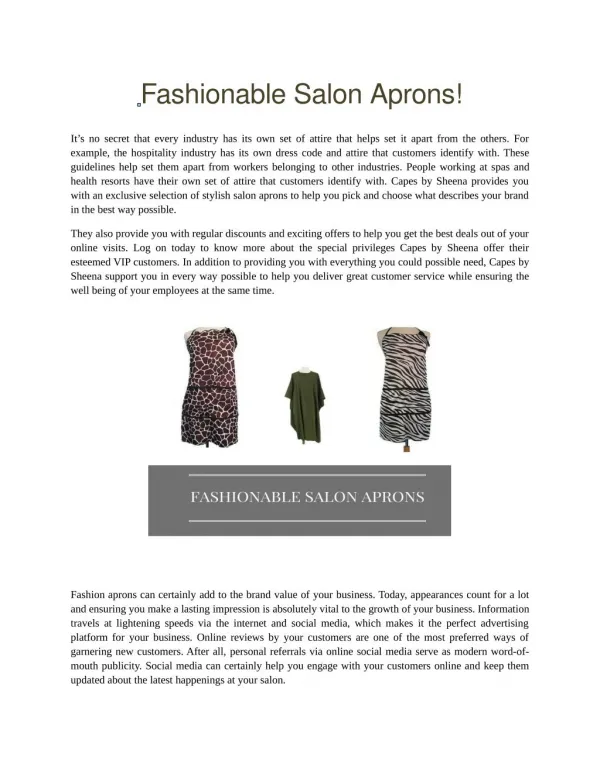 Fashionable Salon Aprons