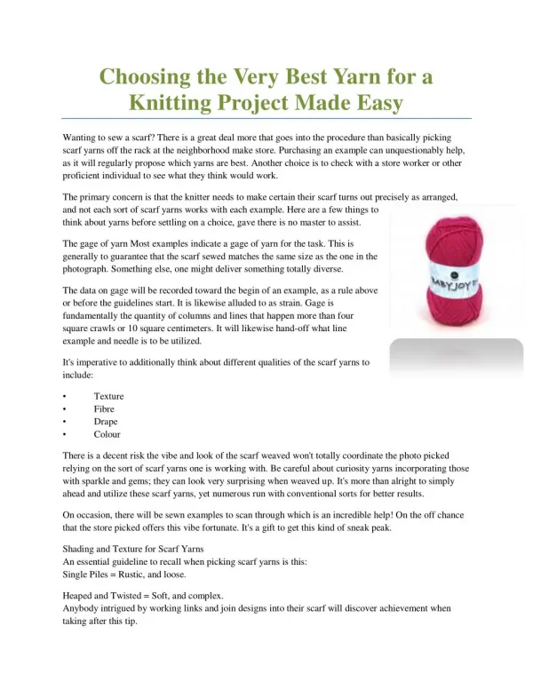 Choosing the Very Best Yarn for a Knitting Project Made Easy
