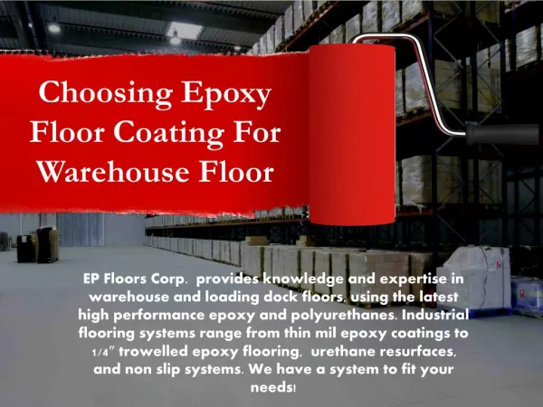 Choosing Epoxy Floor Coating for Warehouse Floor