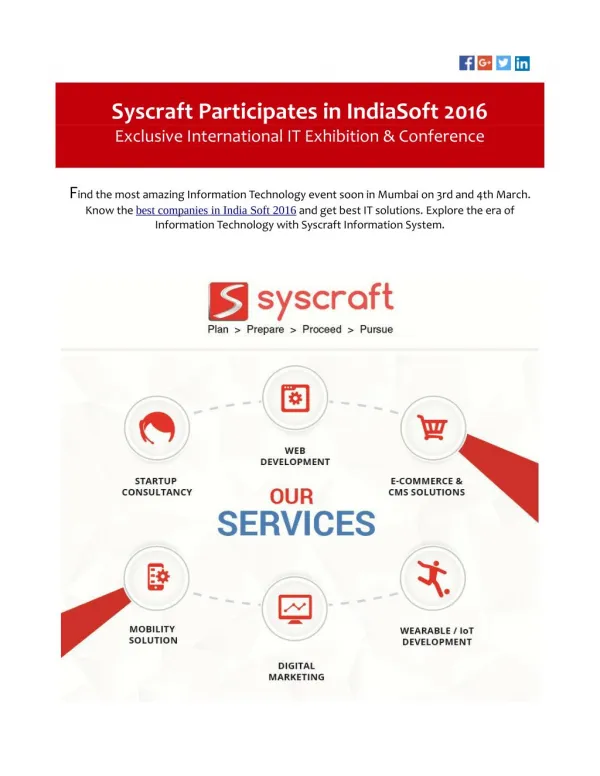 Be a Syscraft Business Associate at India Soft Exhibition 2016