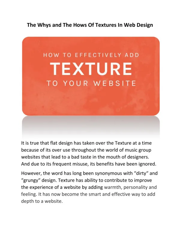 The Whys and The Hows Of Textures In Web Design