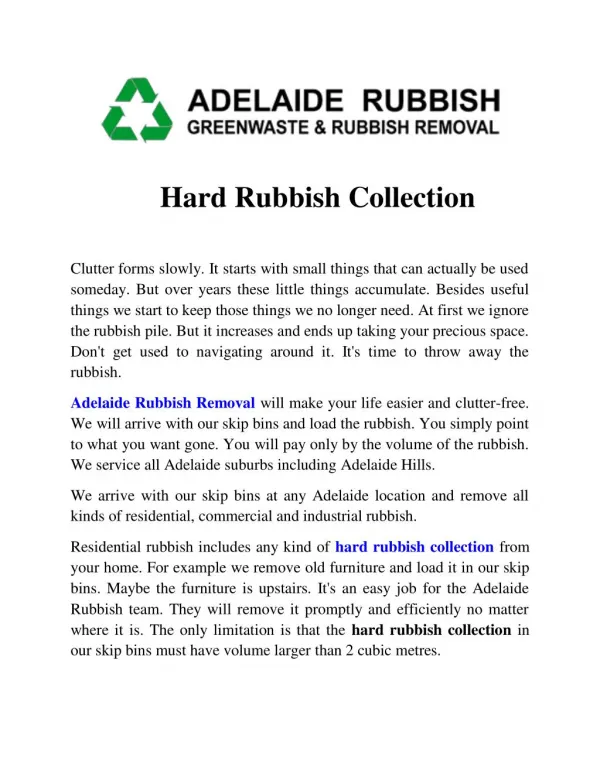 Hard Rubbish Collection