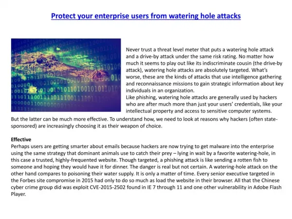 Protect your enterprise users from watering hole attacks