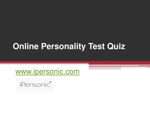 Online Personality Test Quiz - www.ipersonic.com