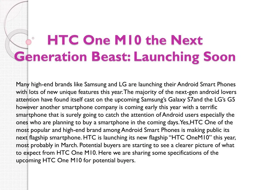 htc one m10 the next generation beast launching soon