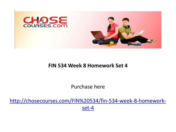 FIN 534 Week 8 Homework Set 4