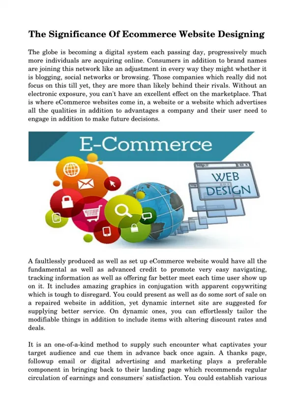 The Significance Of Ecommerce Website Designing