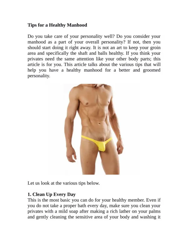 Tips for a Healthy Manhood