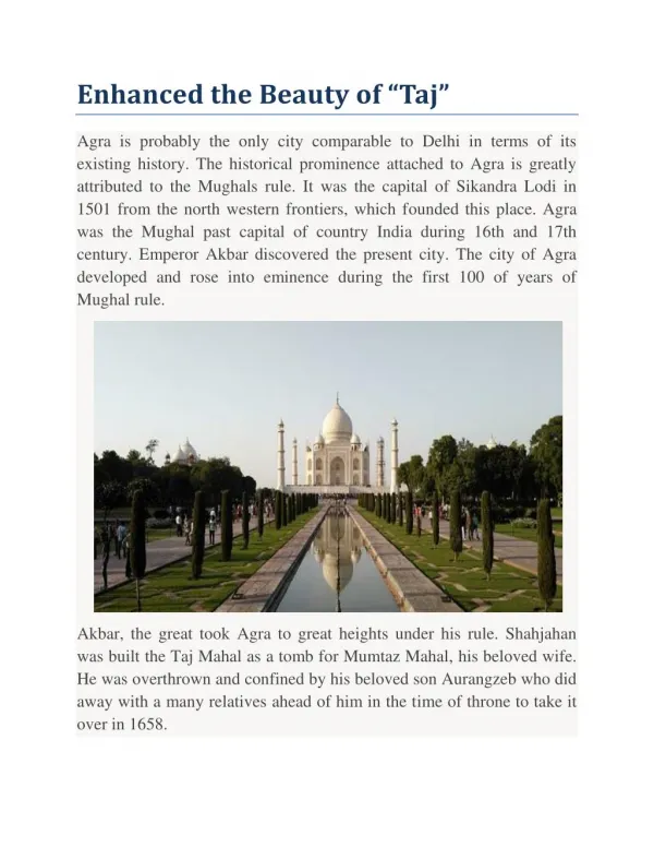 Enhanced the Beauty of “Taj”