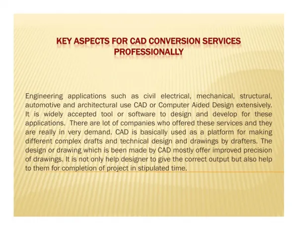 Key Aspects for CAD Conversion Services Professionally