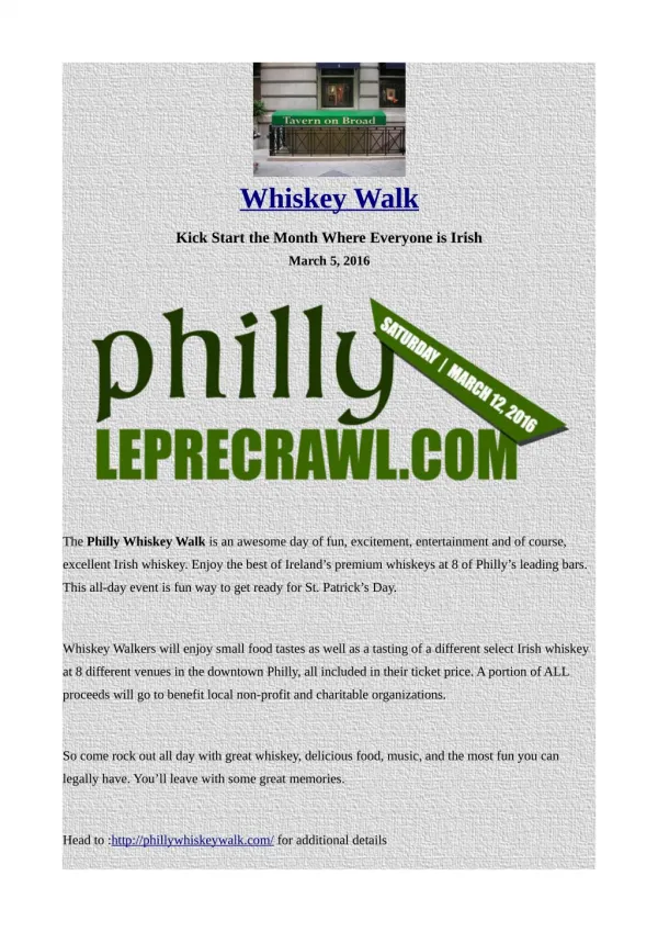 Whiskey Walk Event in Philadelphia