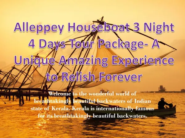 Kerala Tour Package | Alleppey Houseboat 3 Nights 4 Days Tour Package