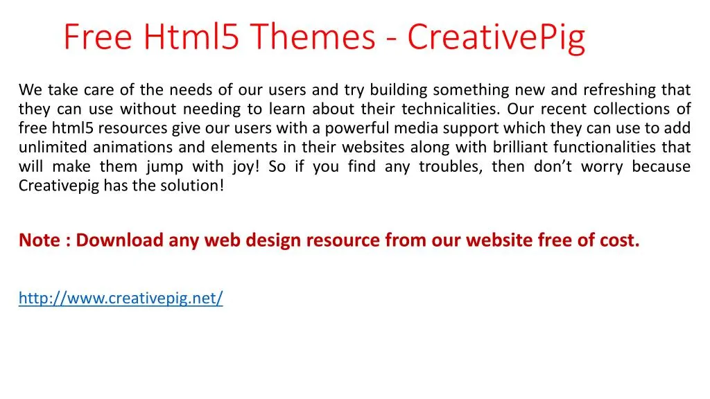 free html5 themes creativepig