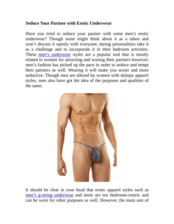 Seduce Your Partner with Erotic Underwear