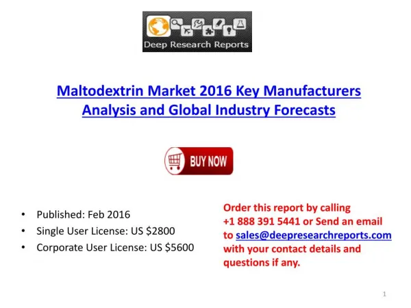 Maltodextrin Market Size, Growth, Trends and 2021 Forecasts