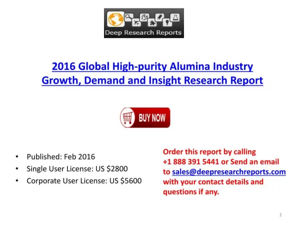 High-purity Alumina Market 2016 Key Manufacturers Analysis and Global Industry Forecasts