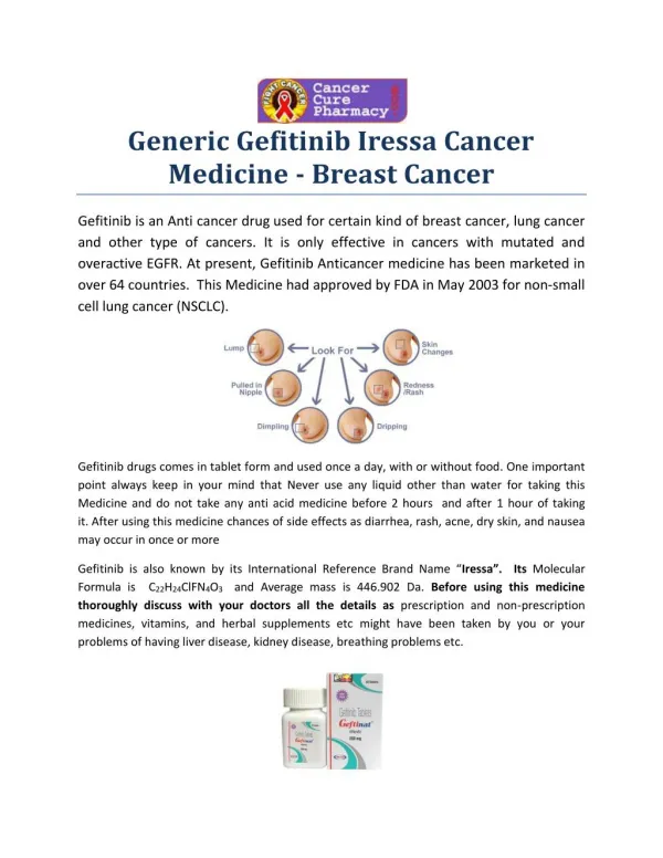 Generic Gefitinib Iressa Cancer Medicine - Breast Cancer