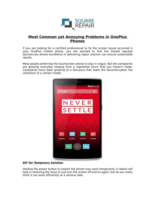 Find Prominent Oneplus Screen Repair Service Provider In London