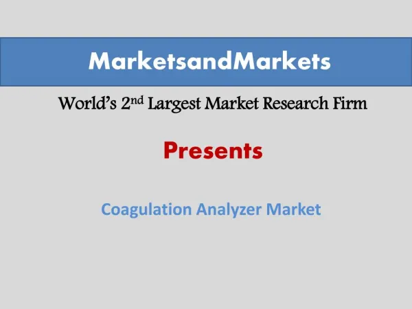 Coagulation/Hemostasis Analyzer Market worth $3.58 Billion in 2019