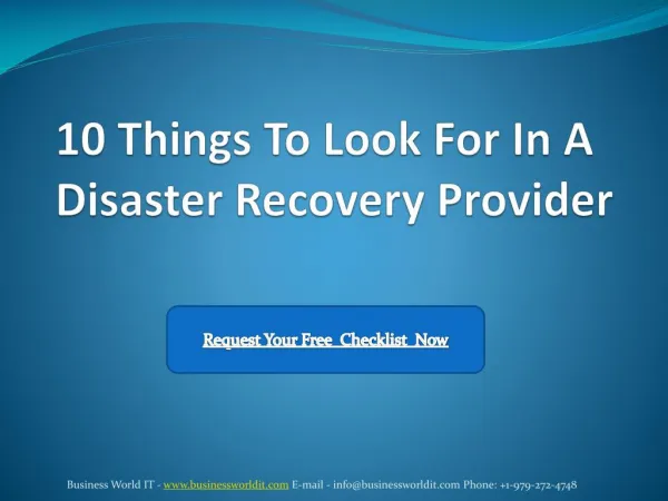 10 Things To Look For In A Disaster Recovery Provider