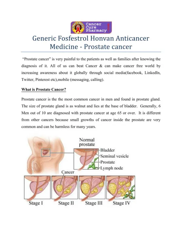 Generic Fosfestrol Honvan Anticancer Medicine - Prostate cancer