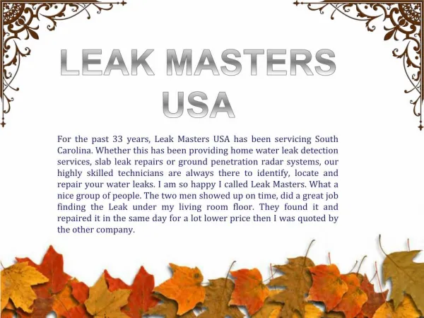 Find the Best Water Leak Detection Company in Myrtle Beach Charleston