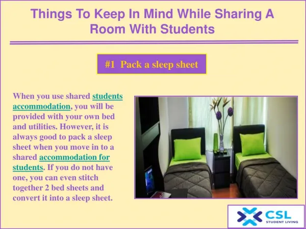 Things to keep in mind while sharing a room with students