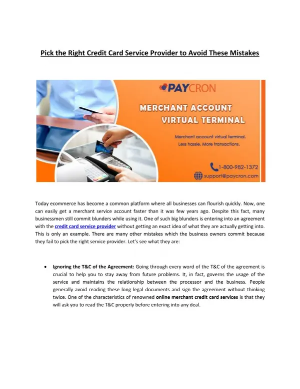 Right Credit Card Service Provider to Avoid These Mistakes