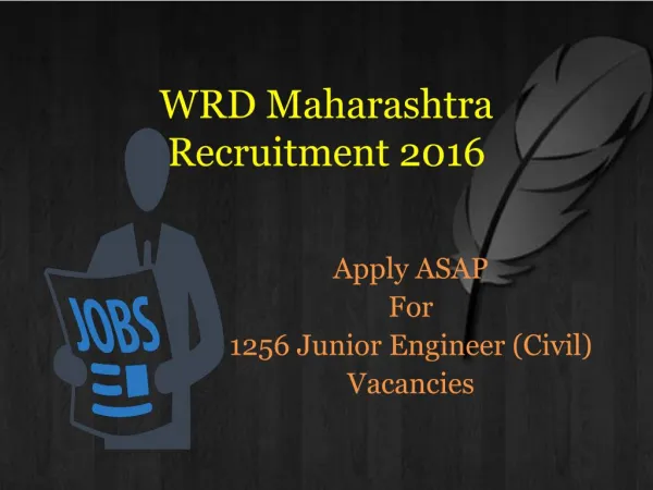 Do Hurry! 1256 Junior Engineer Vacancies Released In WRD Maharashtra Recruitment 2016