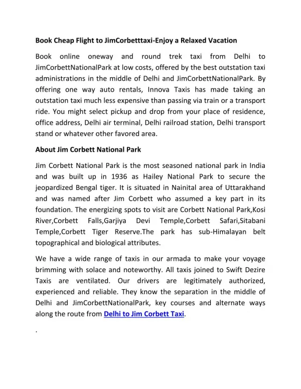 Delhi to Jim Corbett Taxi | Delhi to Jim Corbett Cab | Delhi Jim Corbett Taxi